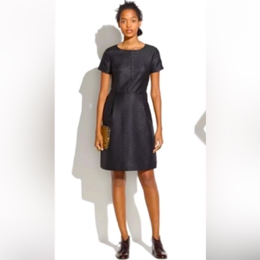 Madewell Black Jacquard Brocade Sheath Dress